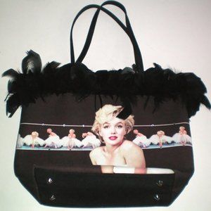 Marilyn Monroe Tote Bag with Feathers 13 x 9